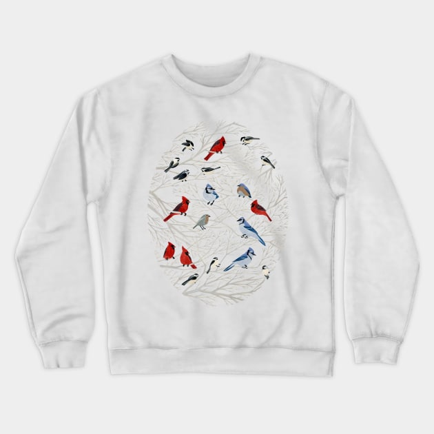 Winter Birds Crewneck Sweatshirt by Golden Section